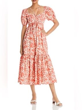 Aqua Coral Floral Sundress on Cream